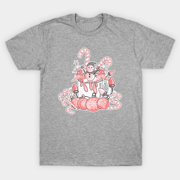 Pink Christmas Season T-Shirt by AuburnQuailart